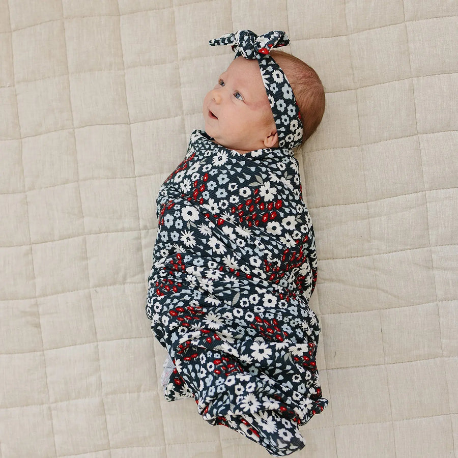 Americana Floral Ribbed Bamboo Head Wrap Mebie Baby