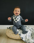 Charcoal Checkered Muslin Bib