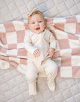 Pink Checkered Plush Blanket