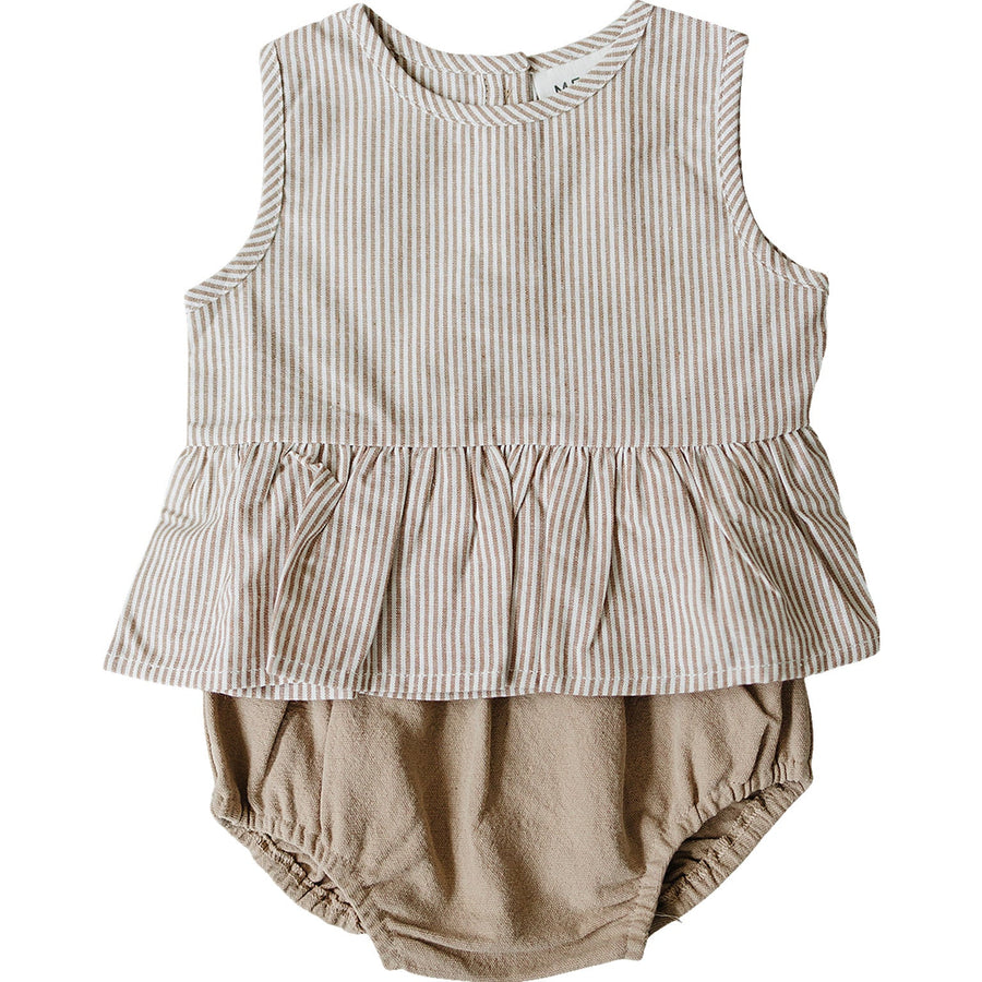Tan Stripes Peplum Set Mebie Baby