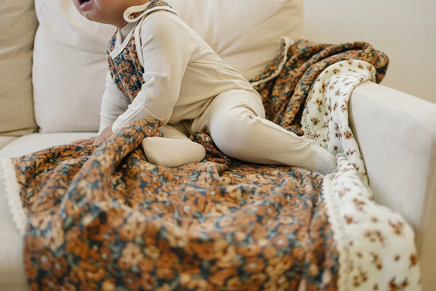 Venetian Floral + Autumn Bloom Lace Muslin Quilt Mebie Baby