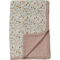 Meadow Floral + Dusty Rose Twin Muslin Quilt Mebie Baby