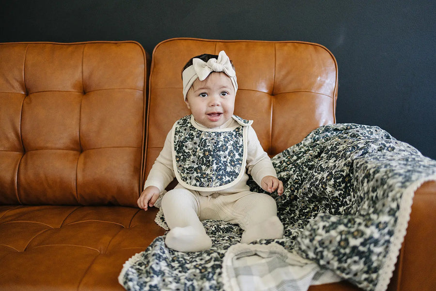 Liberty Floral + Coastal Plaid Lace Muslin Quilt Mebie Baby