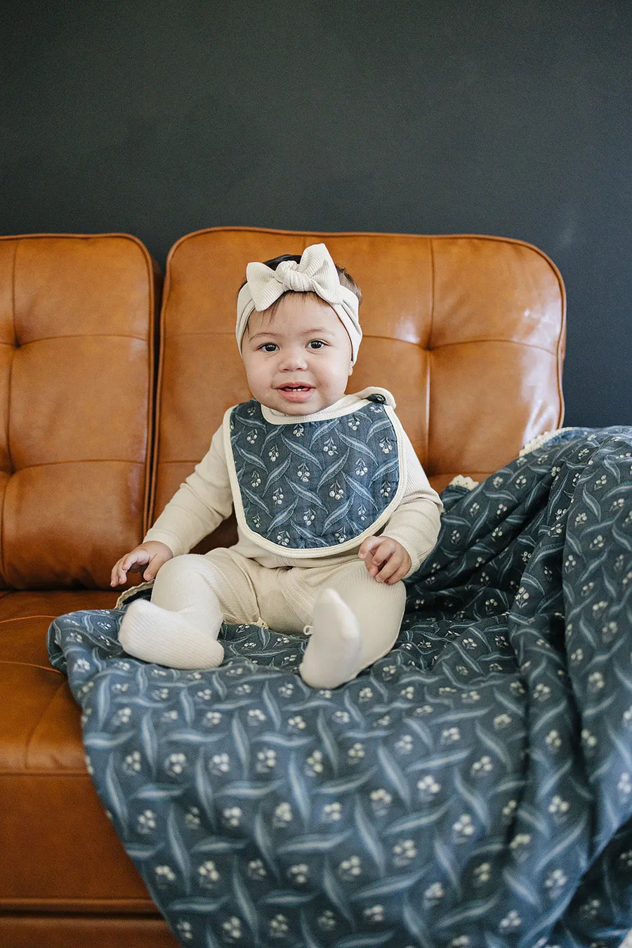 Navy Berry + Cream Berry Lace Muslin Quilt Mebie Baby
