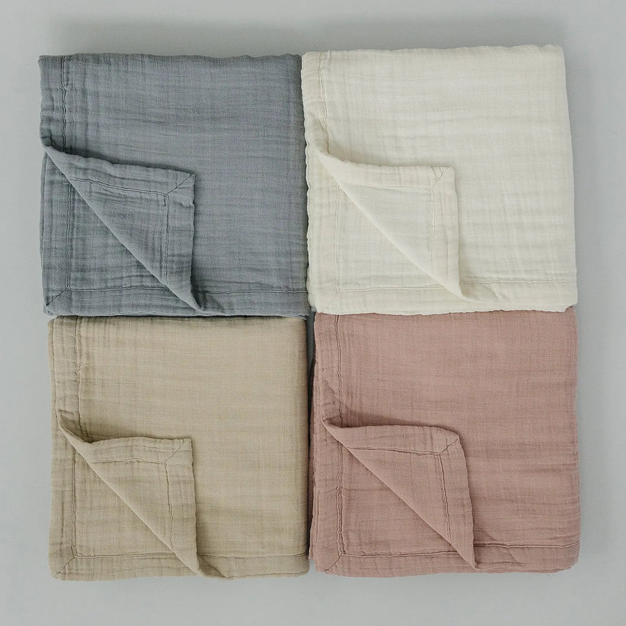 Dusty Blue Muslin Quilt Mebie Baby