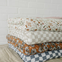 Taupe Checkered Twin Muslin Quilt