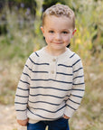 Stripe Button Knit Sweater