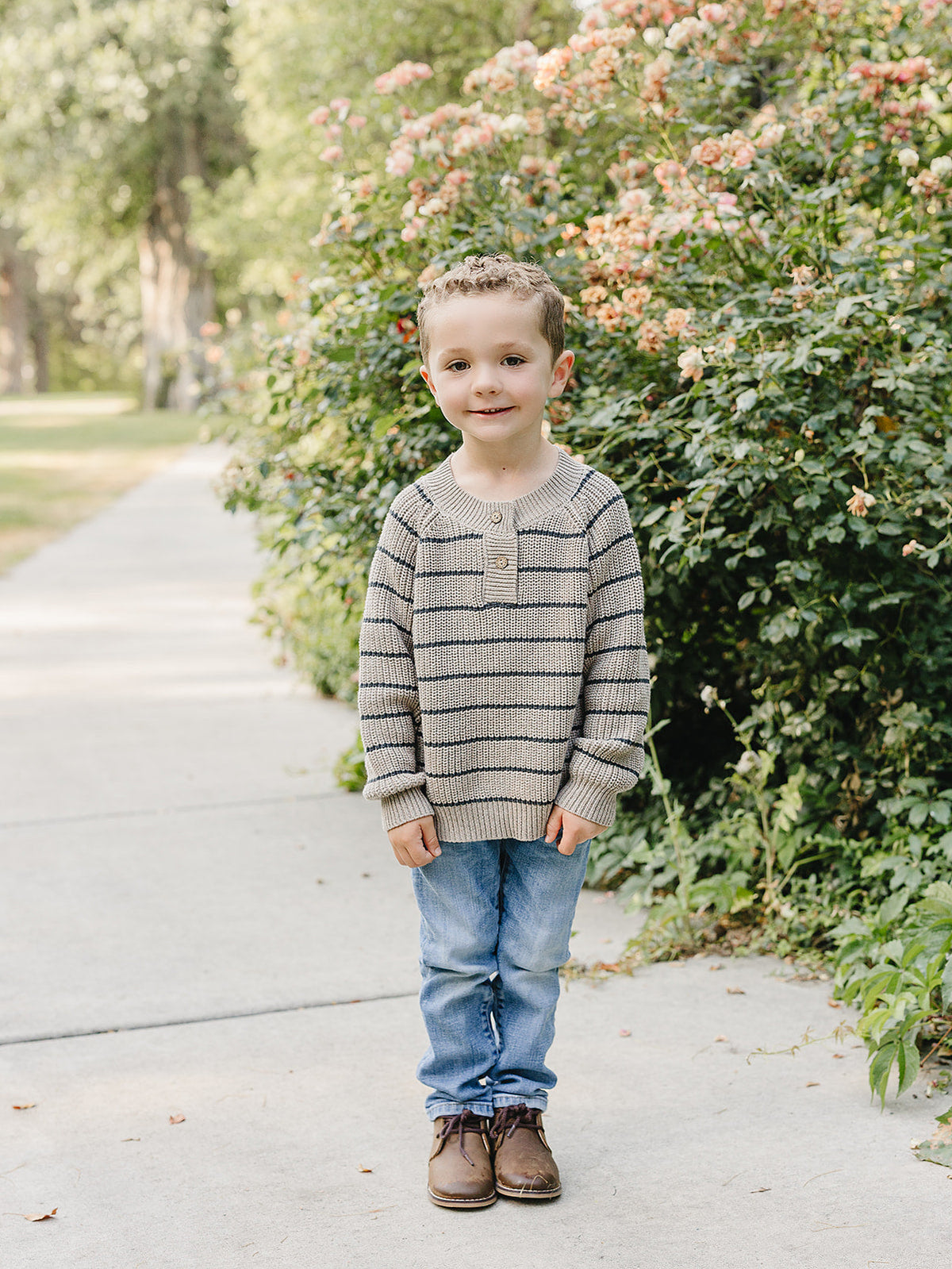 Brown + Charcoal Stripe Knit Sweater Mebie Baby
