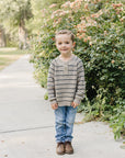 Brown + Charcoal Stripe Knit Sweater Mebie Baby