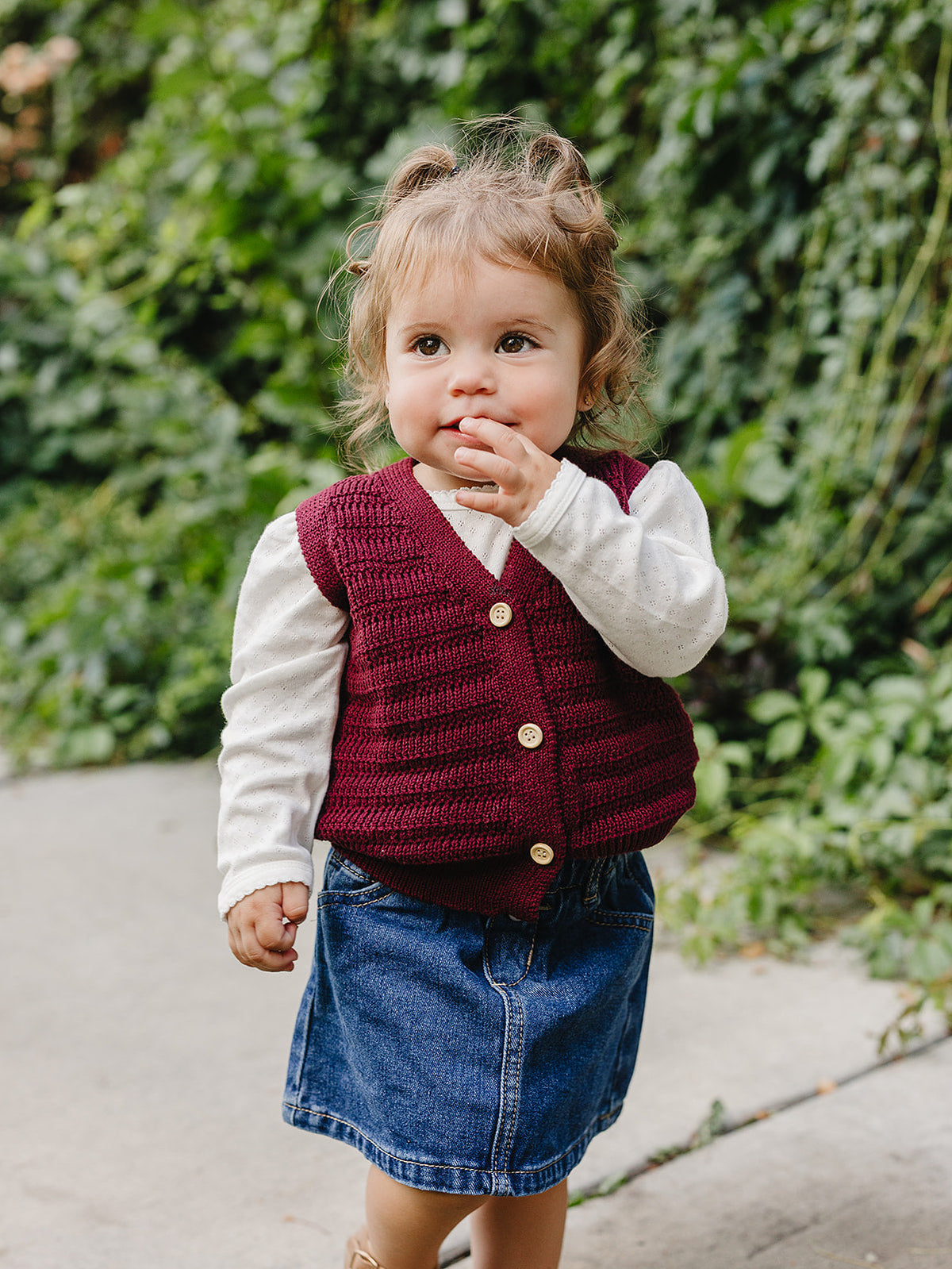 Burgundy Knit Vest Mebie Baby
