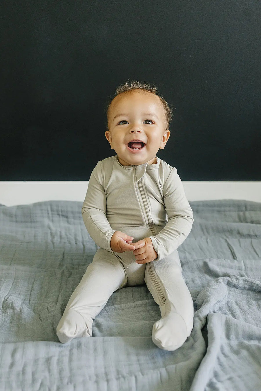Dusty Blue Muslin Quilt Mebie Baby