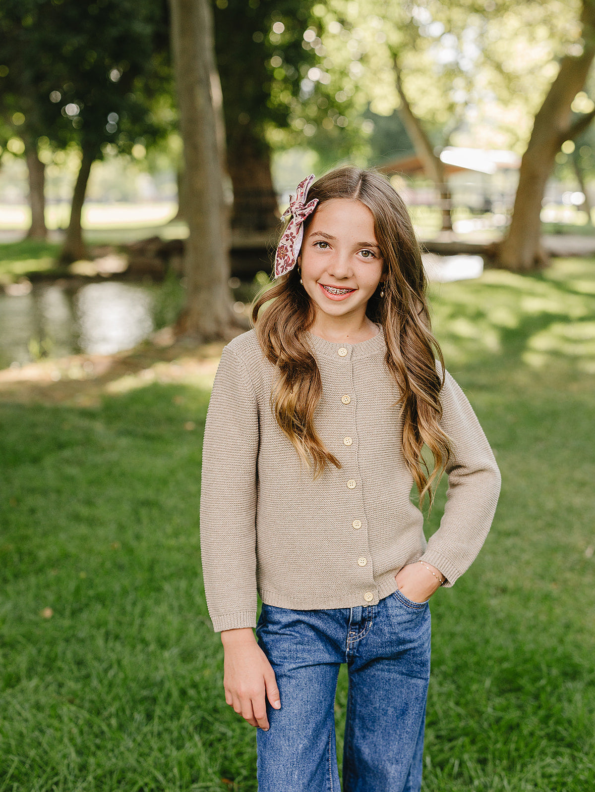 Brown Knit Button Down Cardigan Mebie Baby