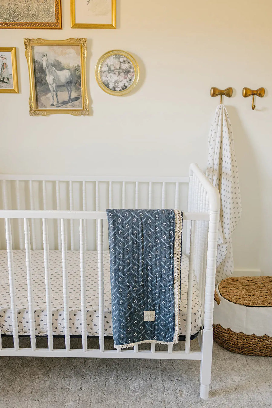 Navy Berry + Cream Berry Lace Muslin Quilt Mebie Baby