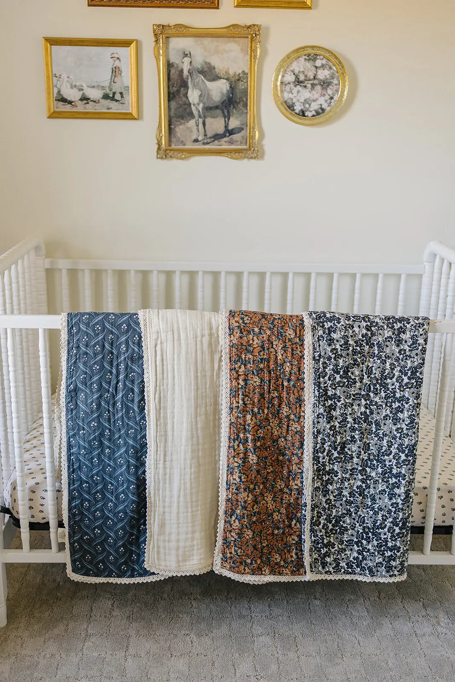 Venetian Floral + Autumn Bloom Lace Muslin Quilt Mebie Baby