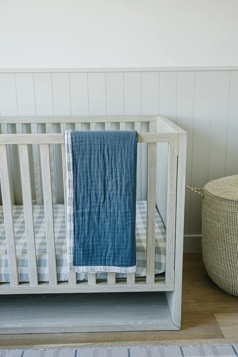 Coastal Plaid + Navy Muslin Quilt Mebie Baby