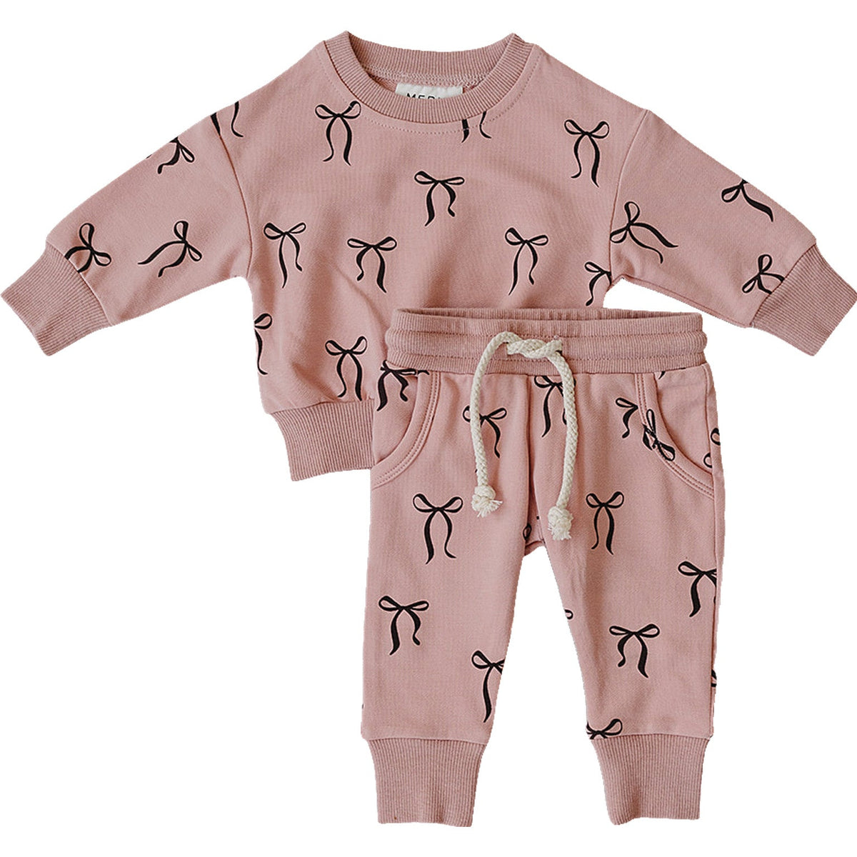Blush Bows French Terry Set Mebie Baby