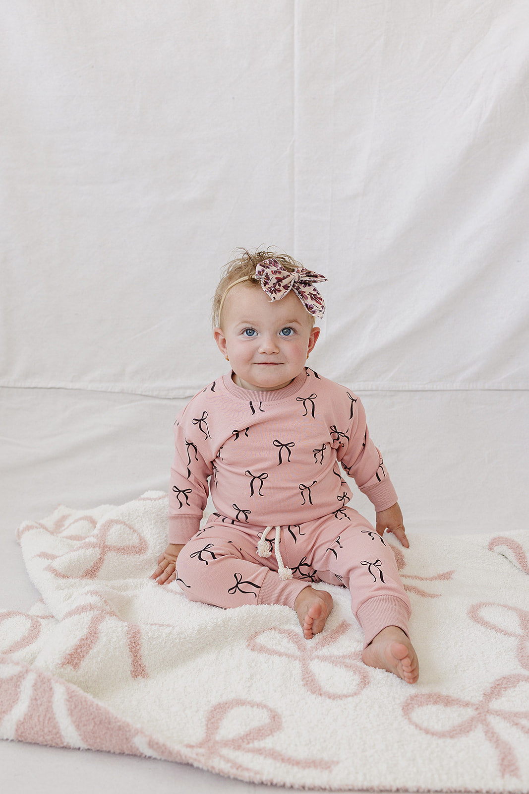 Blush Bows French Terry Set Mebie Baby