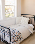 Patchwork Print + Blue Blossom Lace Twin Muslin Quilt