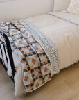 Patchwork Print + Blue Blossom Lace Twin Muslin Quilt