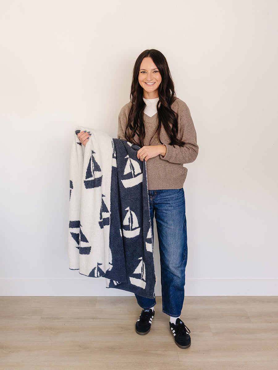 Sailboat Plush Blanket Mebie Baby