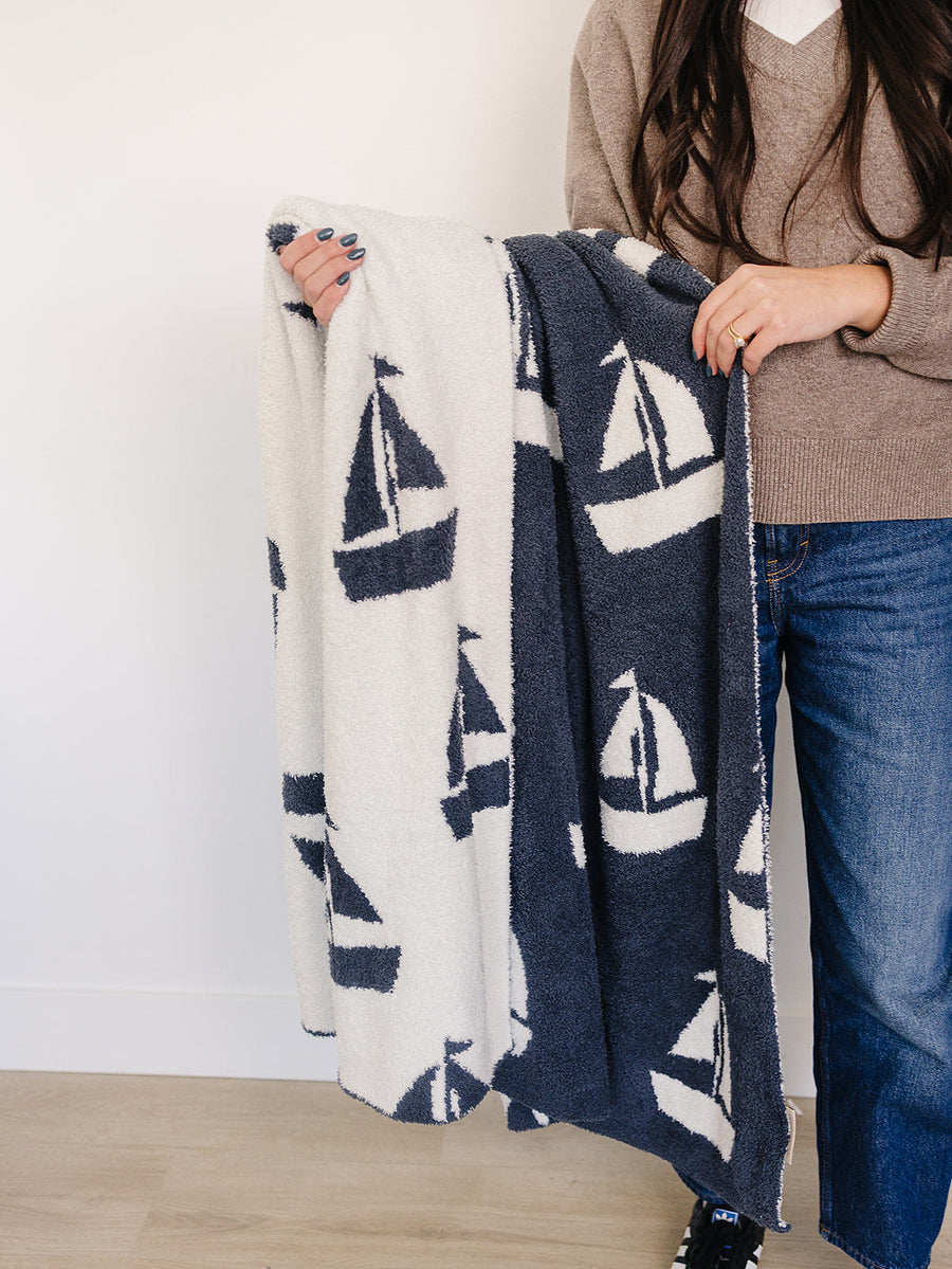 Sailboat Plush Blanket Mebie Baby