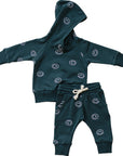 Dark Teal Smiley Hooded French Terry Set