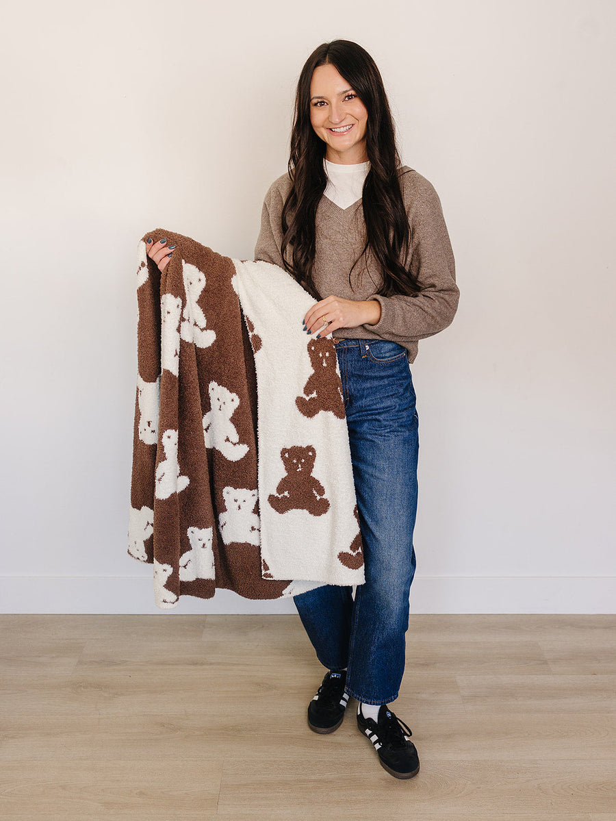 Teddy Bear Plush Blanket Mebie Baby