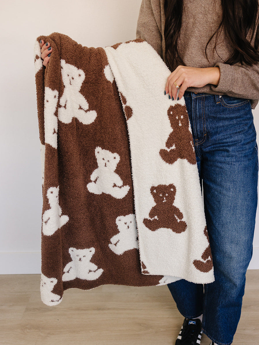 Teddy Bear Plush Blanket Mebie Baby