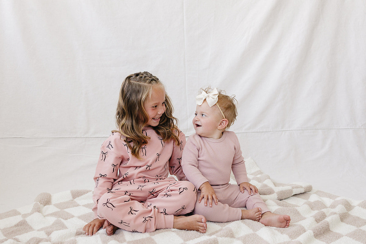 Blush Bows French Terry Set Mebie Baby