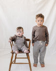 Brown Plaid Overalls Mebie Baby