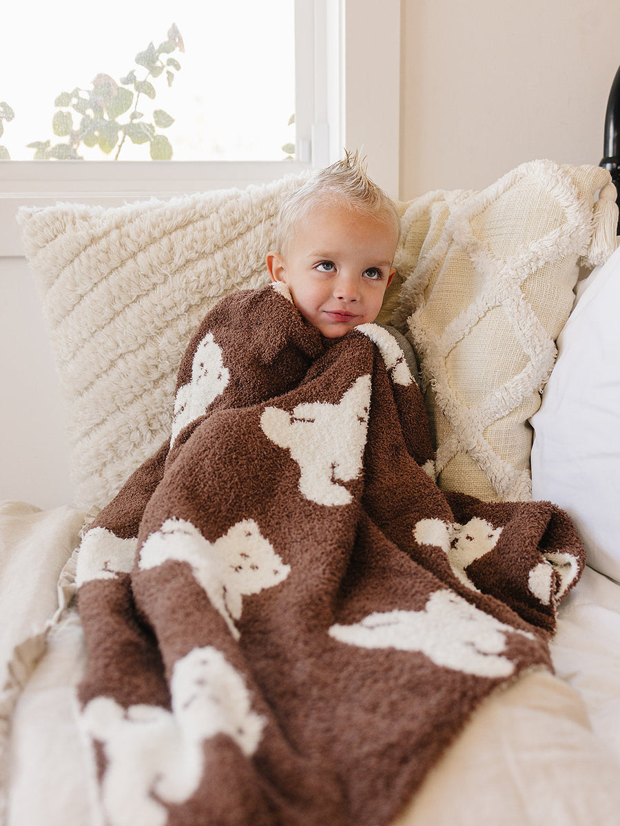 Teddy Bear Plush Blanket Mebie Baby