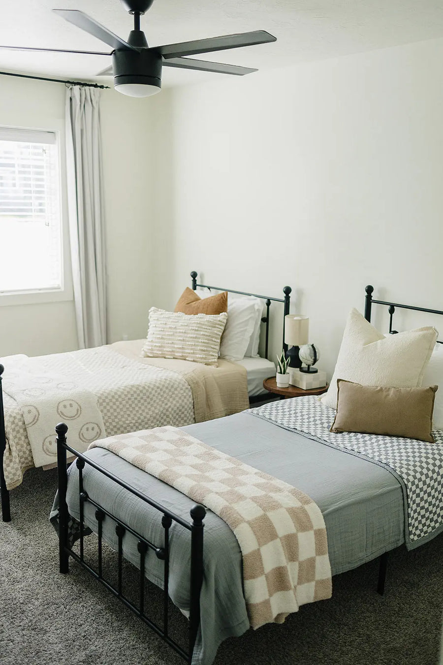 Taupe Checkered Twin Muslin Quilt Mebie Baby