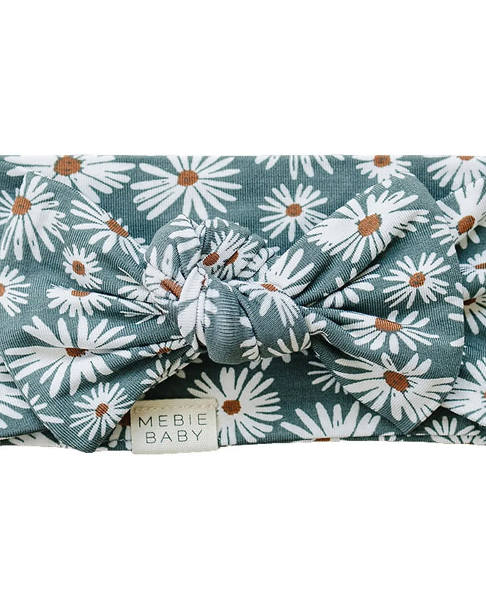 Dark Green Daisy Bamboo Head Wrap Mebie Baby