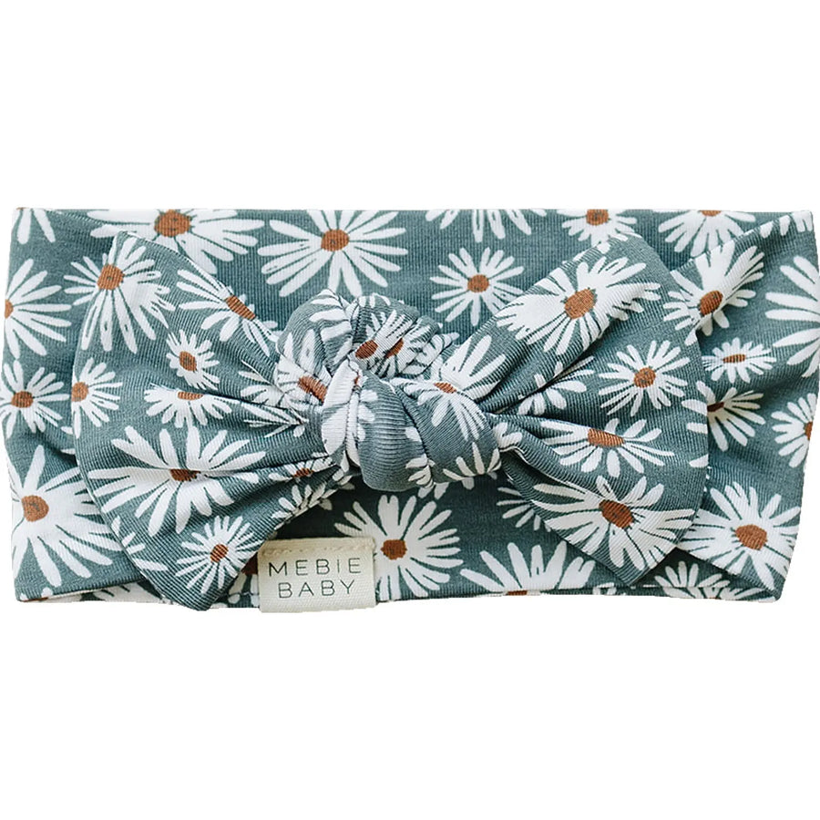 Dark Green Daisy Bamboo Head Wrap Mebie Baby