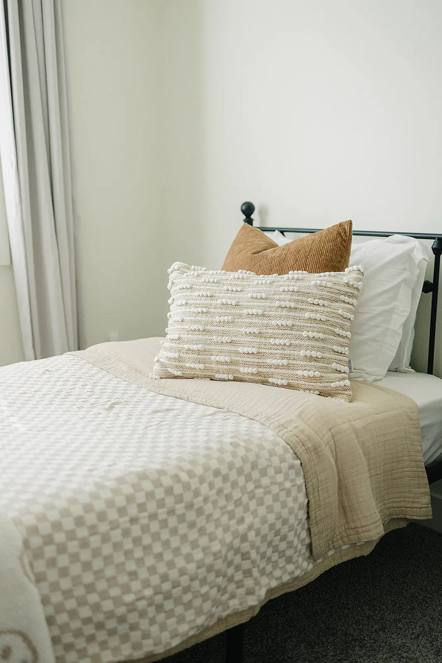 Taupe Checkered Twin Muslin Quilt Mebie Baby