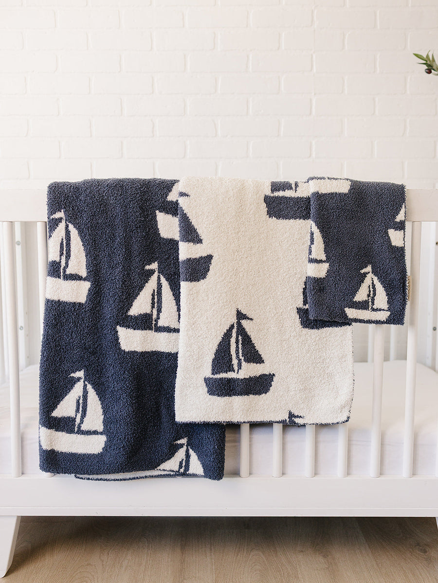 Sailboat Plush Blanket Mebie Baby