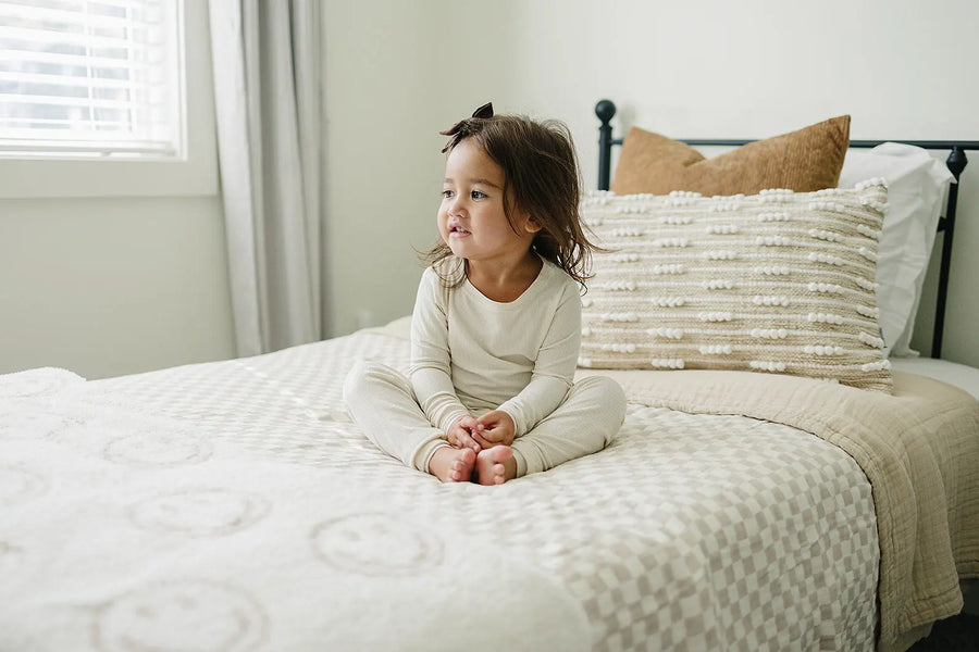 Taupe Checkered Twin Muslin Quilt Mebie Baby