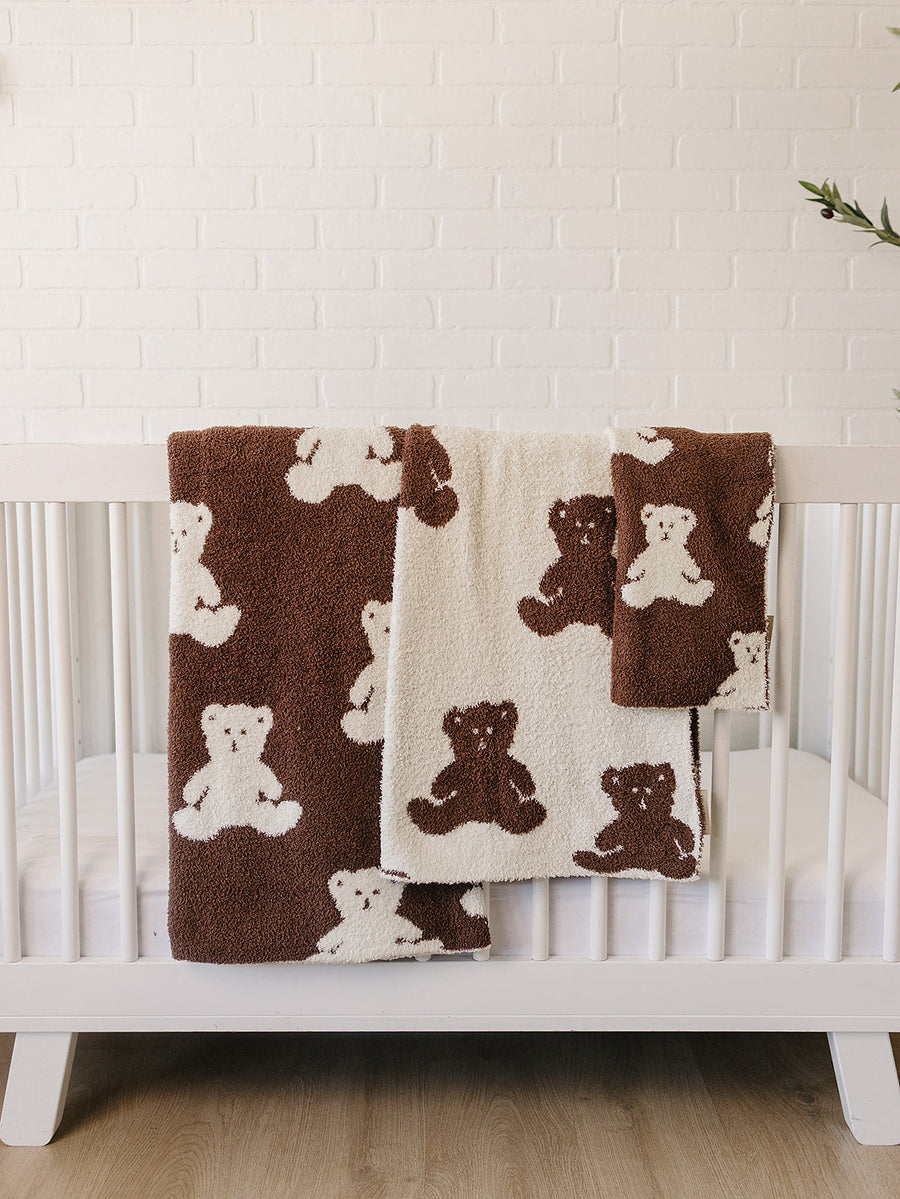 Teddy Bear Plush Blanket Mebie Baby