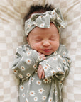 Light Green Daisy Bamboo Head Wrap