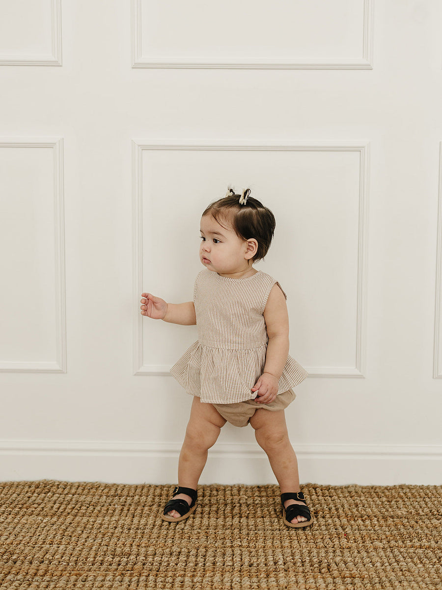 Tan Stripes Peplum Set Mebie Baby