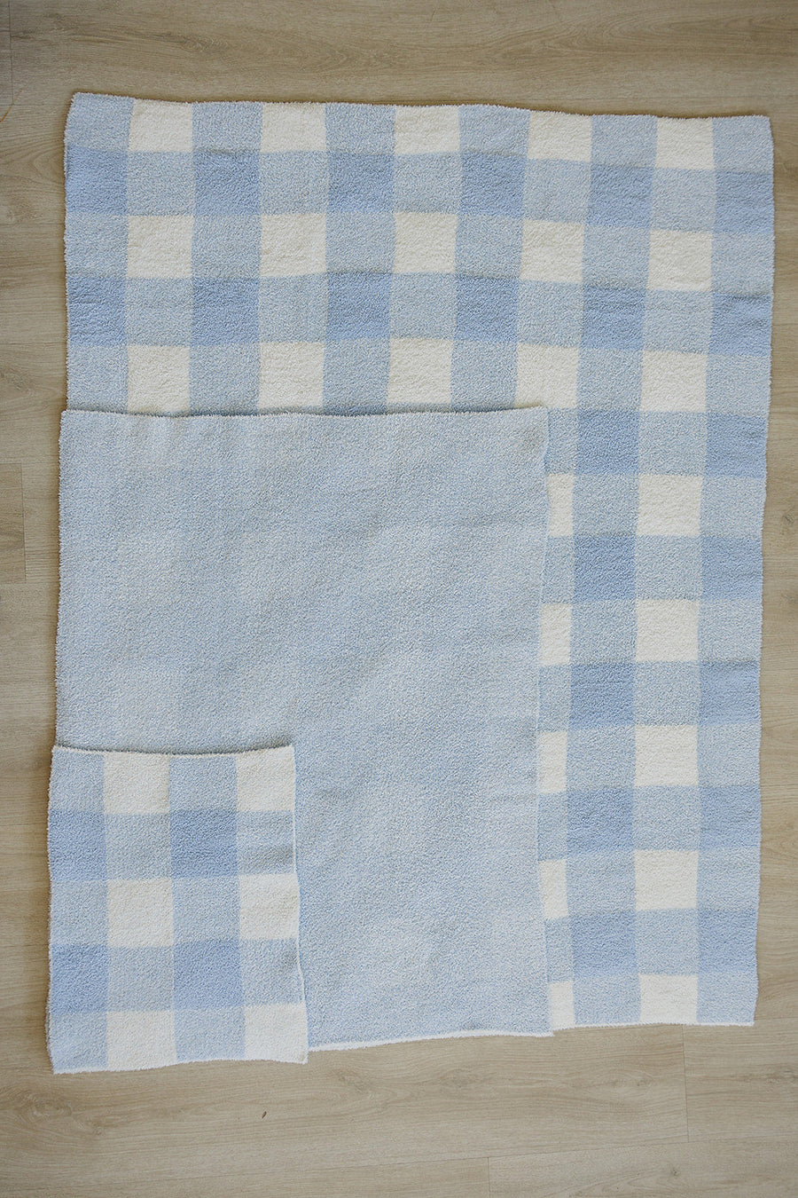 Light Blue Plaid Plush Blanket Mebie Baby