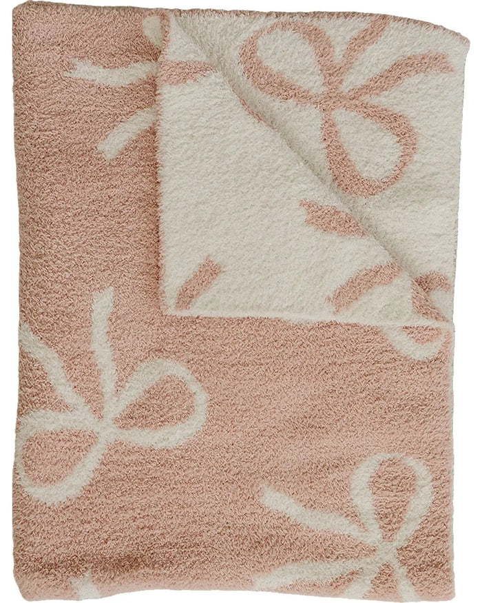 Pink Bow Plush Blanket Mebie Baby