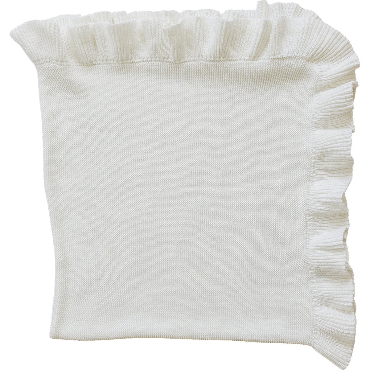 White Ruffle Knit Blanket Mebie Baby