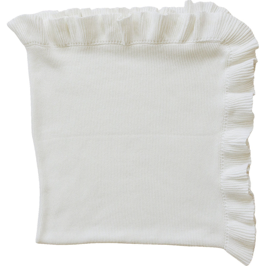 White Ruffle Knit Blanket Mebie Baby