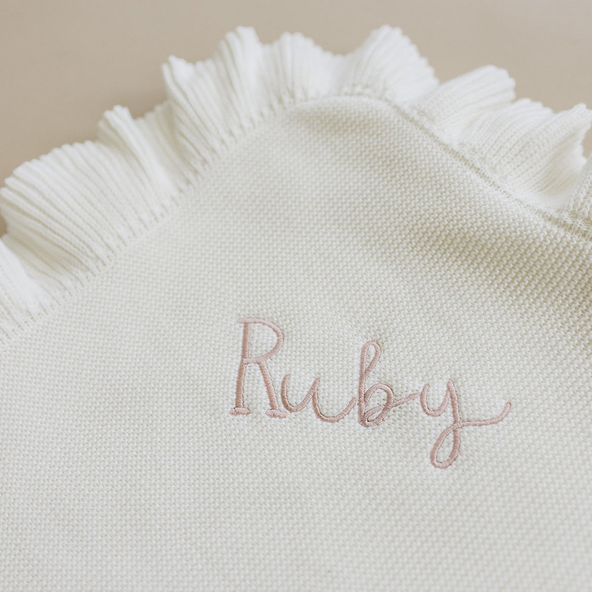 White Ruffle Knit Blanket Mebie Baby