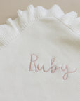 White Ruffle Knit Blanket Mebie Baby