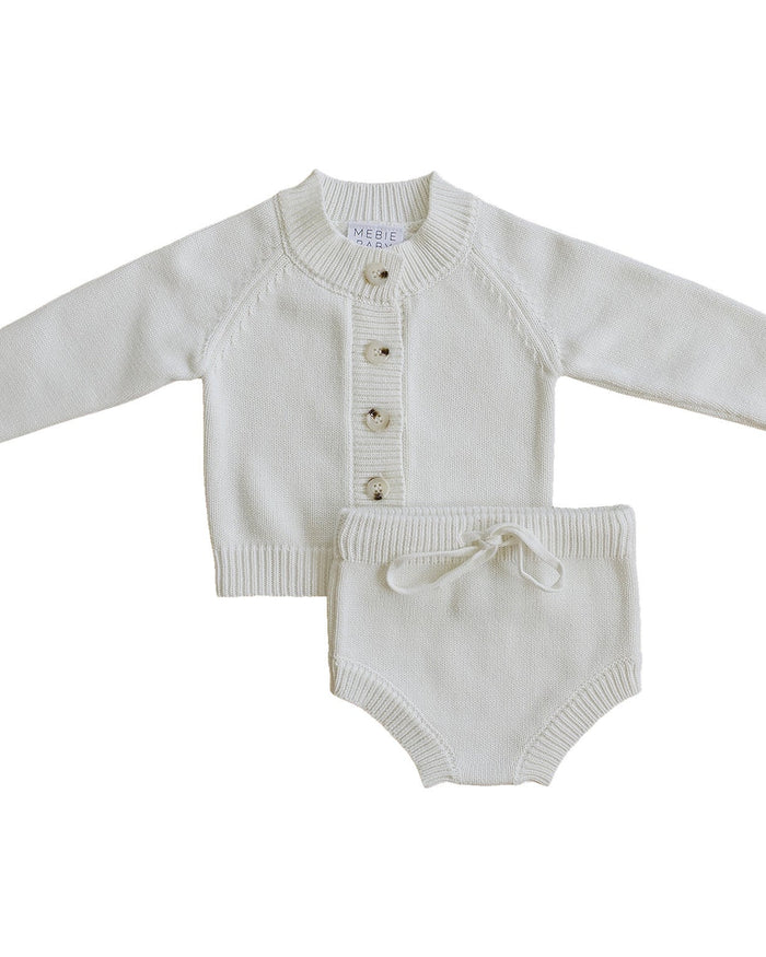 White Knit Bloomer Set Mebie Baby