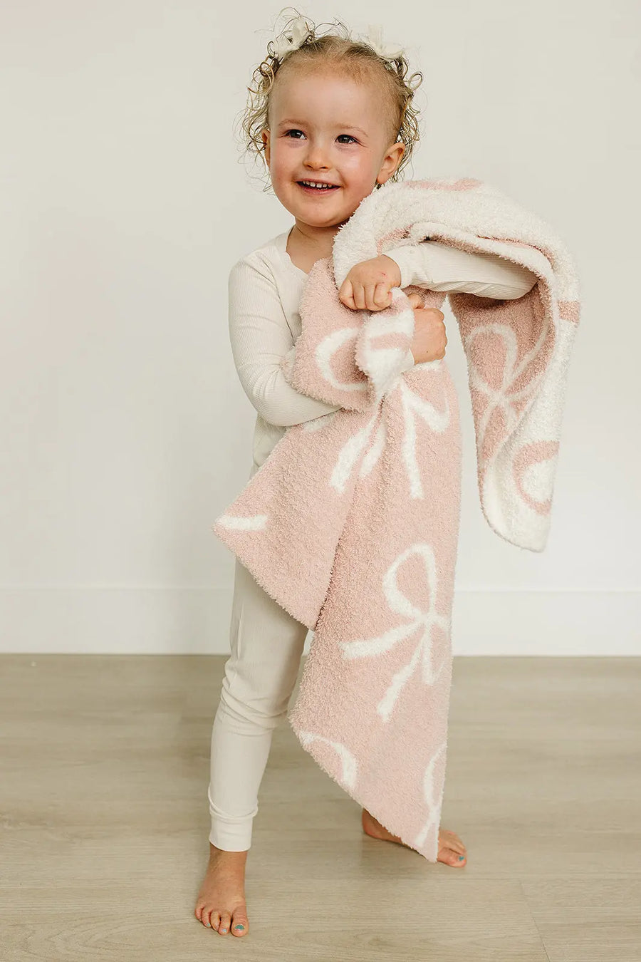 Pink Bow Plush Blanket Mebie Baby