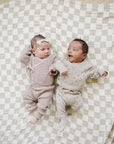 Taupe Pointelle Knit Set Mebie Baby