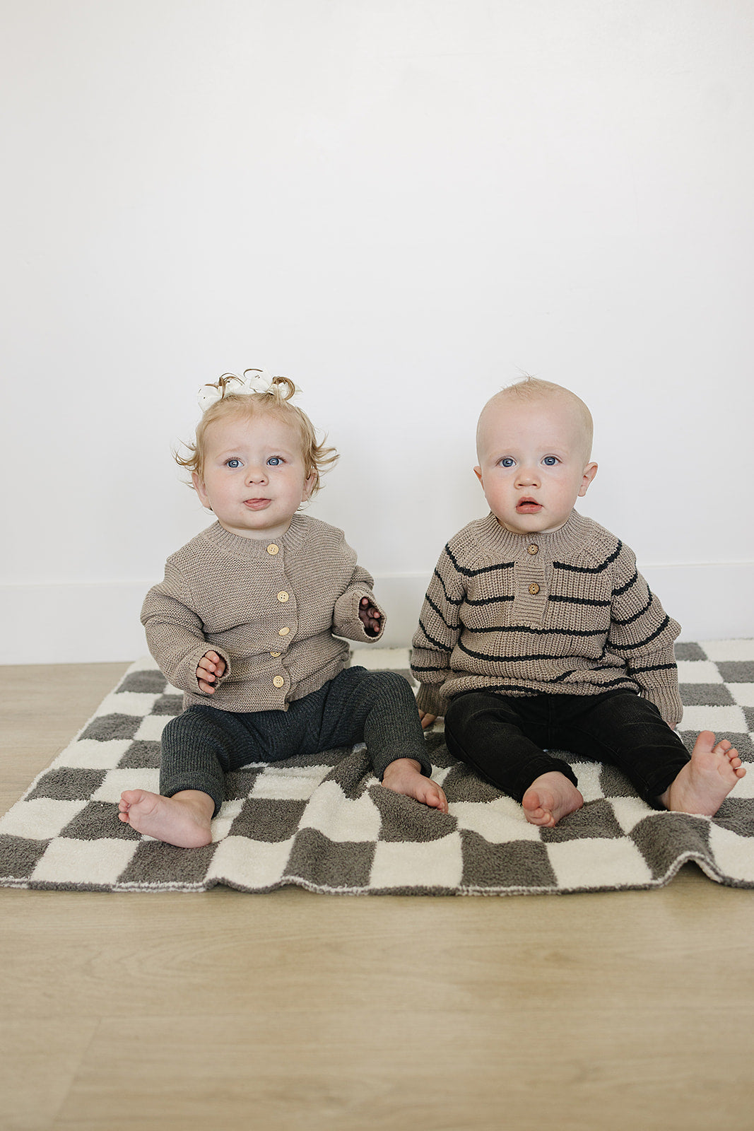 Brown + Charcoal Stripe Knit Sweater Mebie Baby